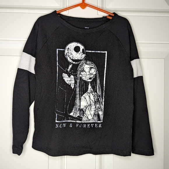 Girls Size Small Nightmare Before Christmas Jack And Sally Halloween L/S Shirt - Picture 1 of 3